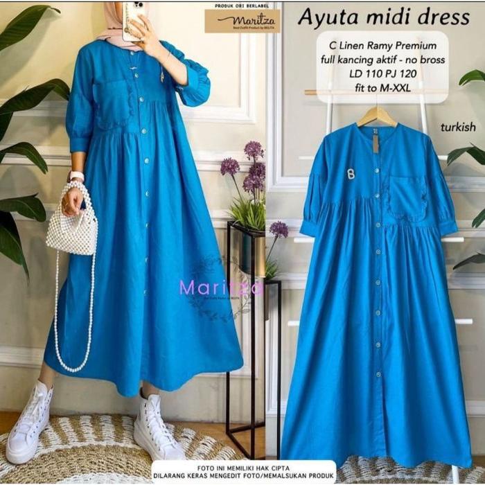 AYUTA MIDI DRESS FIT XL PAKAIAN WANITA JUMBO SEMI GAMIS MINI OOTD TIKT