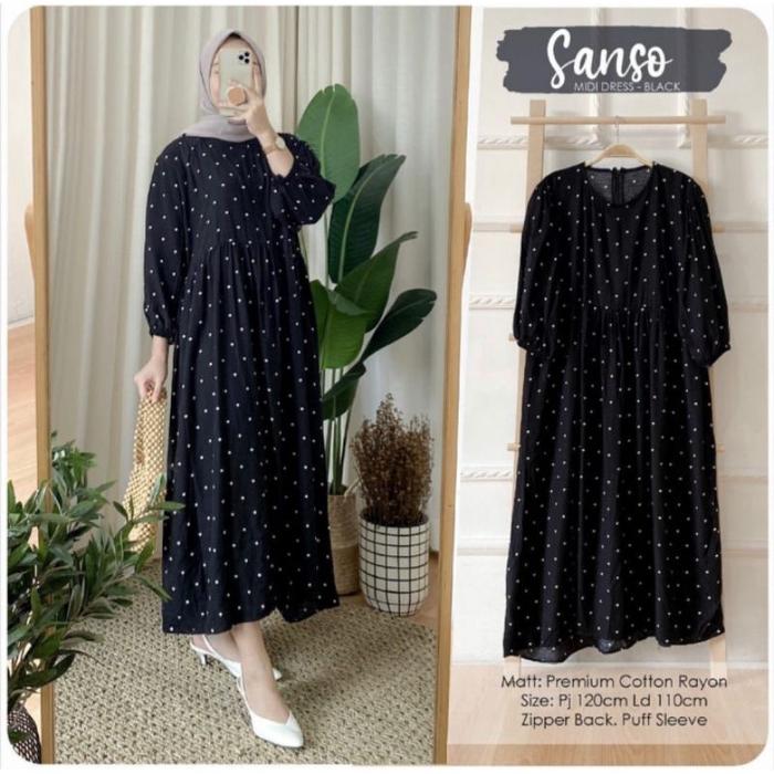 SANSO MIDI DRESS MOELA POLKA KATUN RAYON PREMIUM