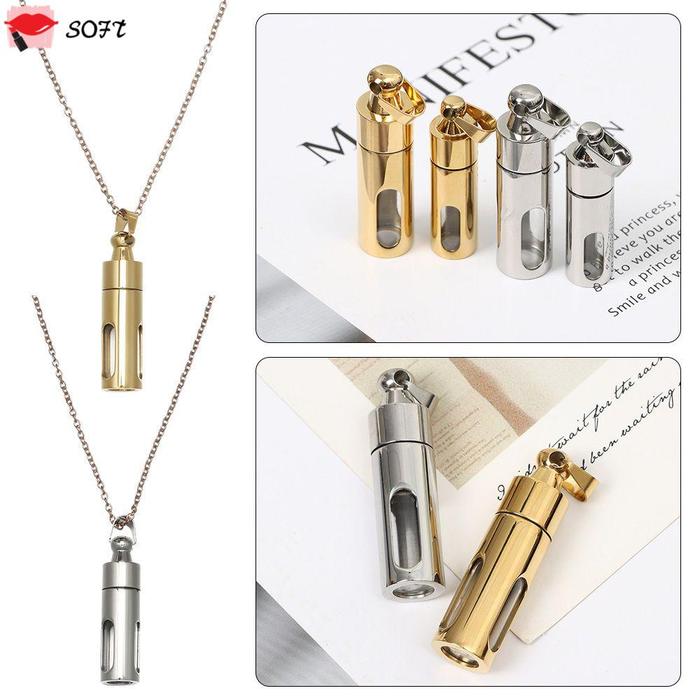 Liontin Kalung Bentuk Tabung Kaca Parfum Untuk Unisex