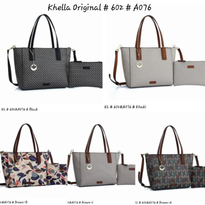 Ready Khella Emma tote bag ori 602 motif A076 Import tas wanita Diskon