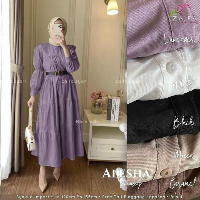 Sl Alesha Maxy Ori dress long Tunik gamis Wanita mididress Putih Hitam