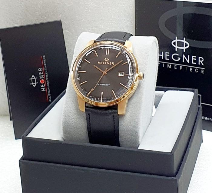 Jam Tangan Pria Hegner 1637 Analog Kulit Leather Original Garansi