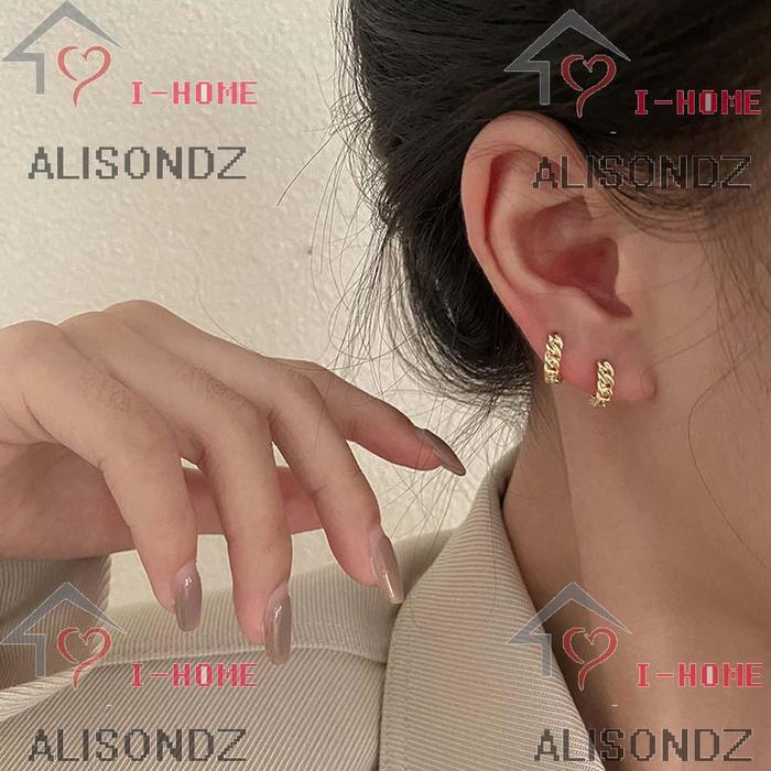 MU535 Anting Stud Model Twist Gaya Retro Untuk Wanita