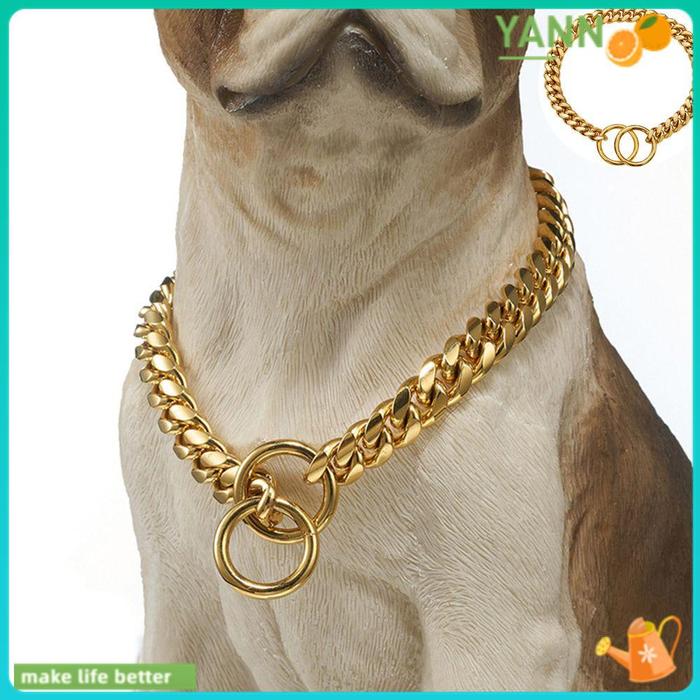 MF314 Yann1 Kalung Rantai Anjing Cuba Bahan Stainless Steel Warna Emas