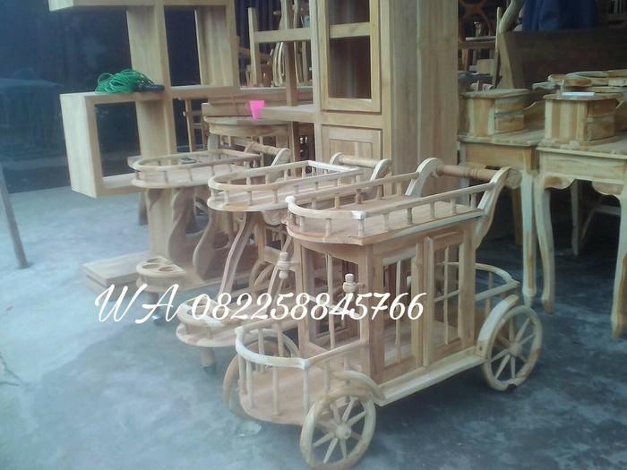 Furniture Mebel Jati Jepara Gerobak/ Meja Dorong Jati Buatan Jepara,