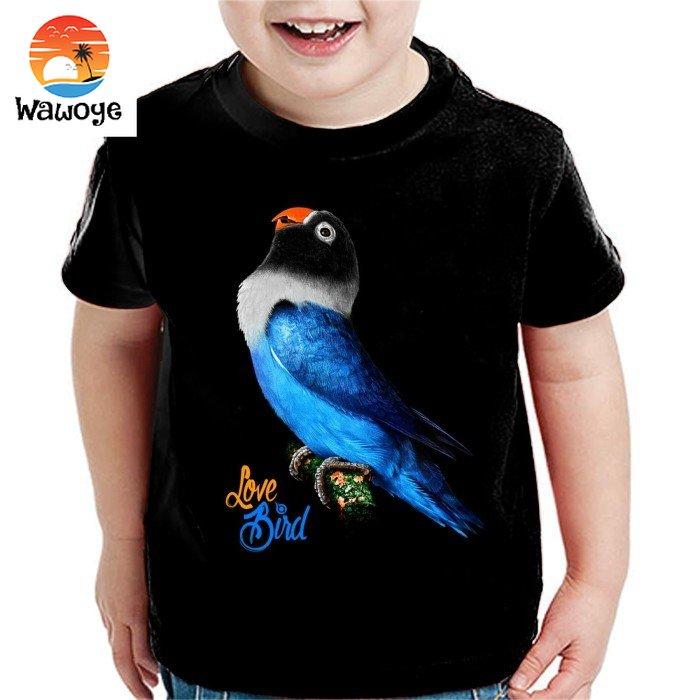 Wawoye Kaos / Kaos Kicau Anak / A.LB 01 Hitam / Kaos Burung Lovebird