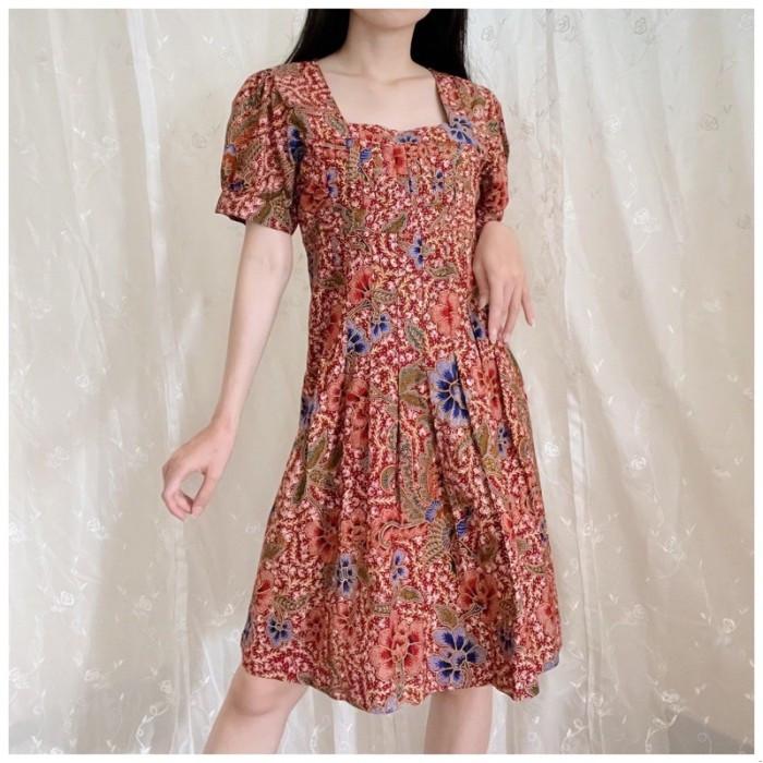 VINO Thrift Black White Yellow Red Blue Batik Mini Dress Casual Kuning