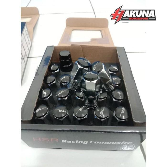 Baut/Mur Roda Racing Hsr Ukuran 12x1,25 Black Buat Velg Mobil HSR