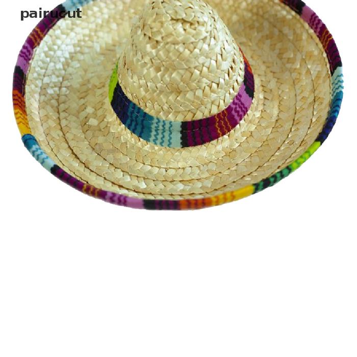 RV823 Topi Sombrero Jerami Mini Gaya Hawaii Untuk Aksesoris Anjing Kuc