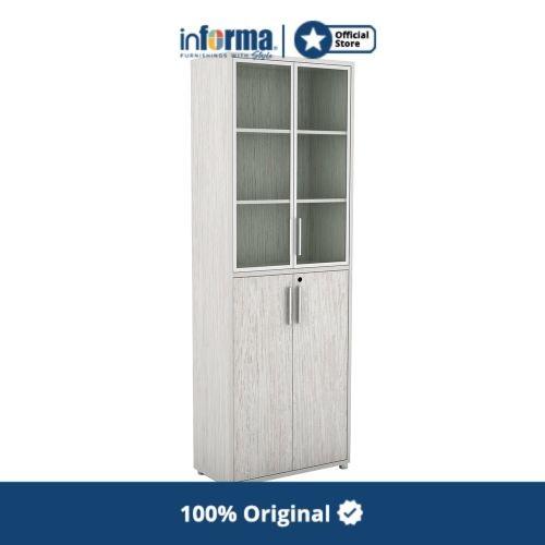 Informa - Sieben Lemari Kabinet Pintu Kaca 220GV - Iron Wood