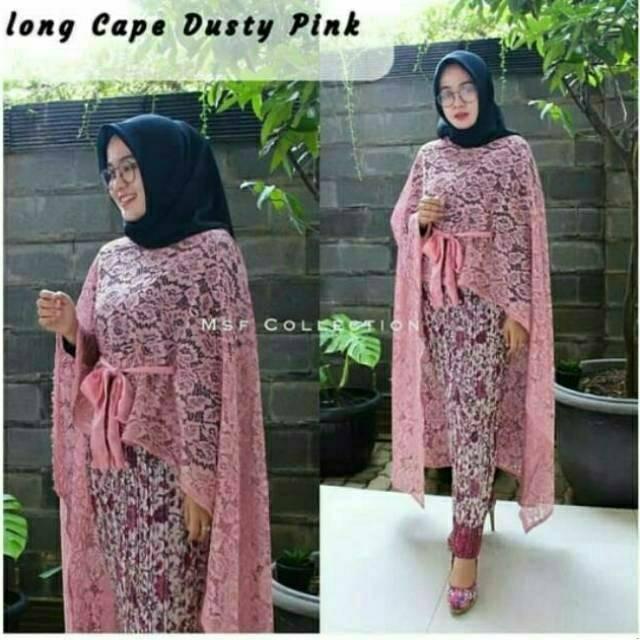 VINO Kebaya Brokat Longcape Brukat Jumbo Ungu Lilac Lavender