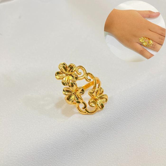 Cincin 24 Karat Wanita Lapis Emas Aksesoris C14