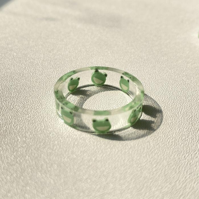 Resin Ring Frog Animal Cincin Kodok Fimo Slice Transparant Pinterest I