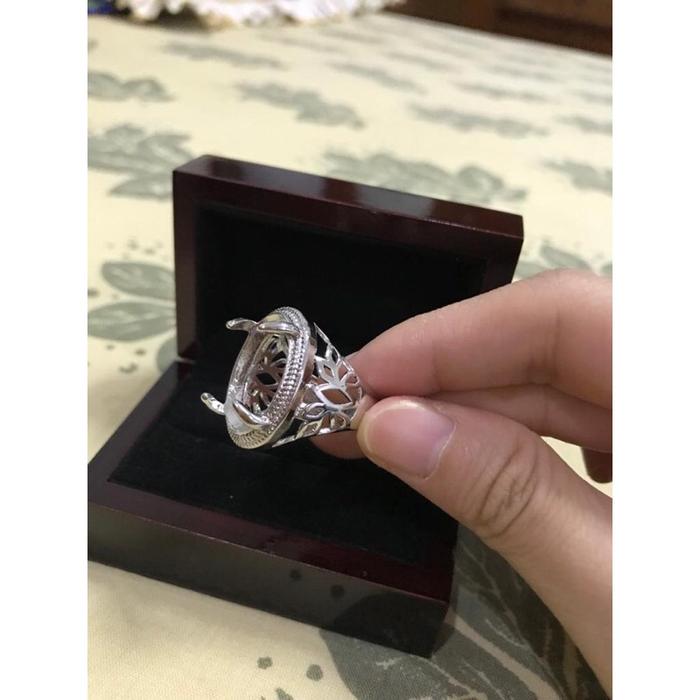 Kerangka rangka cangkang Cincin Pria Batu Akik Warna Perak silver