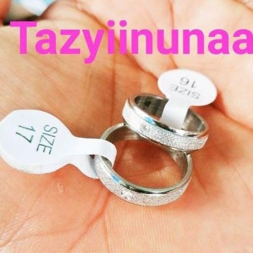 Cincin Nama Titanium Tunangan pernikahan Silver Pasir