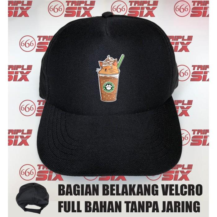 Topi Trucker tanpa jaring Baseball Desain Catpucinno choco drink