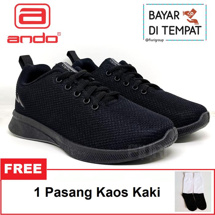 ANDO EMILIA 33-36 FULL HITAM SEPATU SNEAKERS KETS CASUAL WANITA