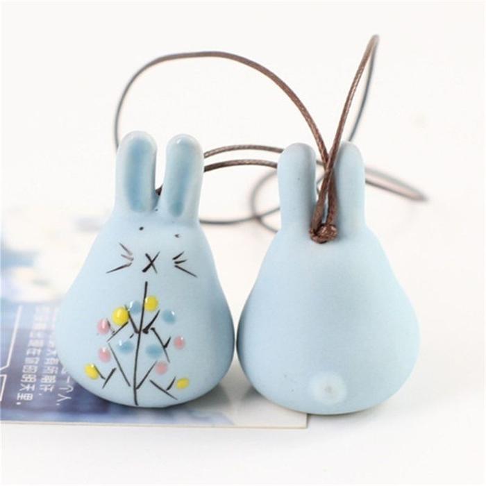 QM352 Lonceng Angin Bentuk Kelinci Bahan Keramik Handmade UntukPaskah
