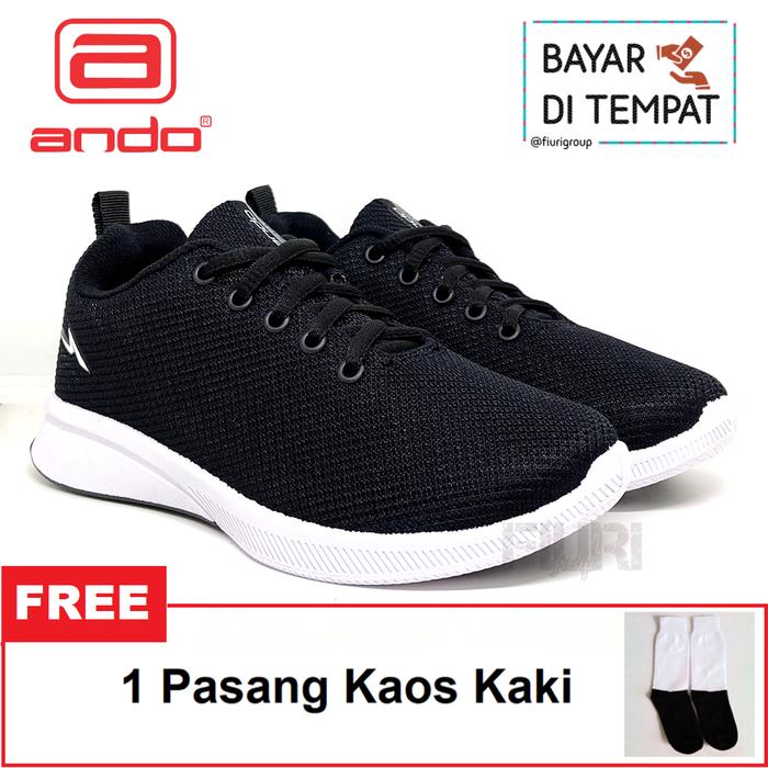 ANDO EMILIA 33-36 HITAM PUTIH SEPATU SNEAKERS KETS CASUAL WANITA