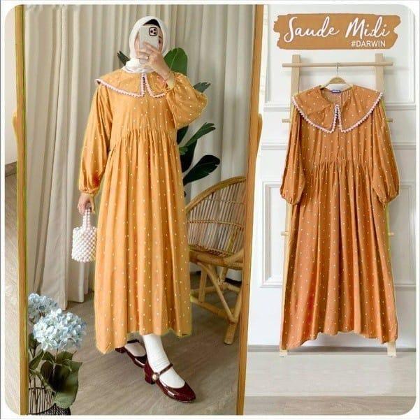 AAS SANSO MIDI DRESS BUSUI POLKADOT I Midi Dress Dania Polkadot Gamis