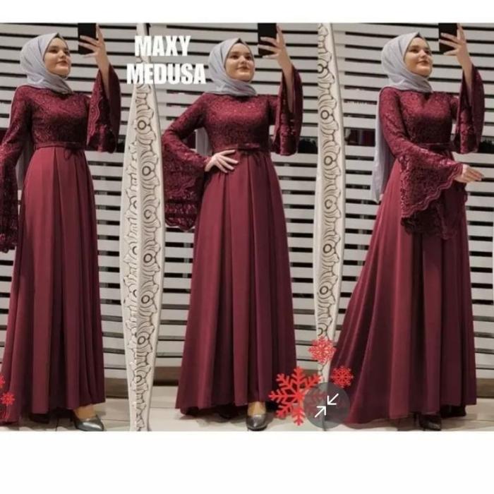 AAS MEDUSA MAXY WD Kain Maxmara Mix Brokat Baju Gamis Wanita 2021 Dres
