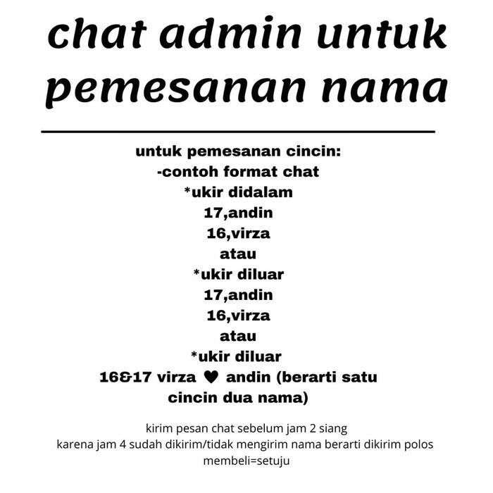 Cincin Nama cincin Couple Titanium cincin Pasangan dapat 2 Cincin ukir