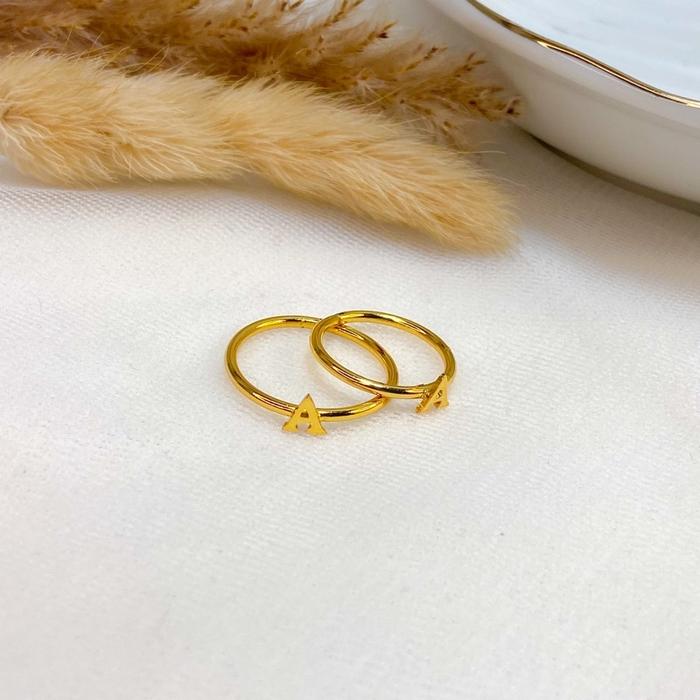 Cincin Nama Inisial Huruf Simple Gold A - R