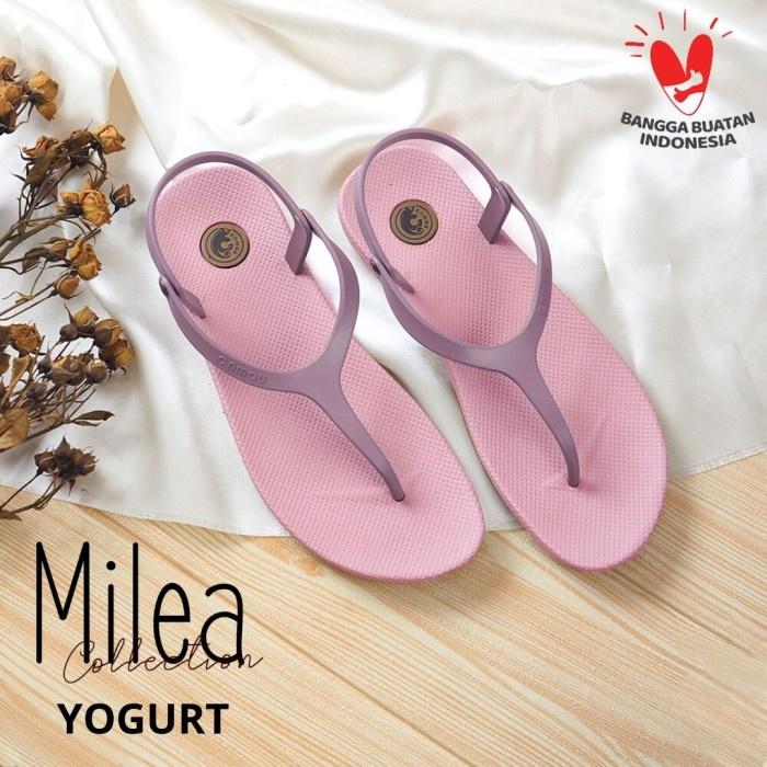 Camou Milea Sandal Jepit Tali Wanita Anti Slip RubberArt-Milea Yoghurt
