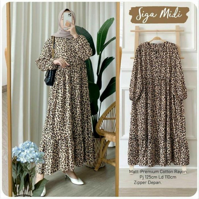 Manda Poky Midi Dress Rayon Viscose Motif Polkadot Gamis Busui Viral H