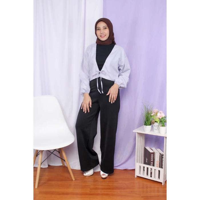 Cardigan Lana Cardi Outer Wanita Crop atasan Perempuan Lengan Panjang