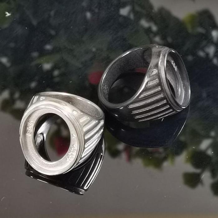 Ring Emban Cangkang Titanium Super Silver Hitam Tanam 15x20 Mm