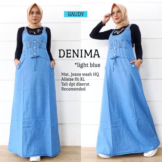 Denima Overall Gamis Overall Wanita Jeans Jumbo Jumpsuit Baju Kodok Ju