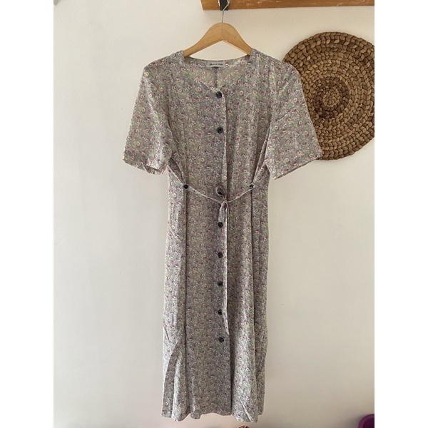 Preloved Thrift Midi Dress Bunga Korean Pastel