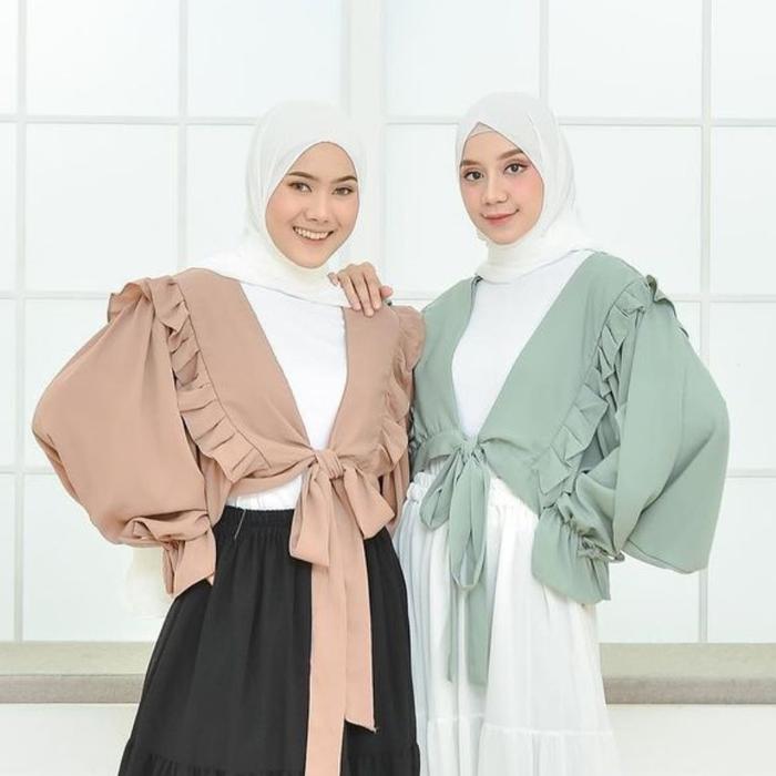 Baju Atasan Wanita Arula Kirana Classy Ruffle Crop Outer Outerwear