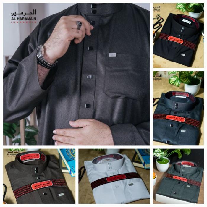 Al Haramain Jubah Woll Putih & Warna Gamis Pria Dewasa Kancing Premium