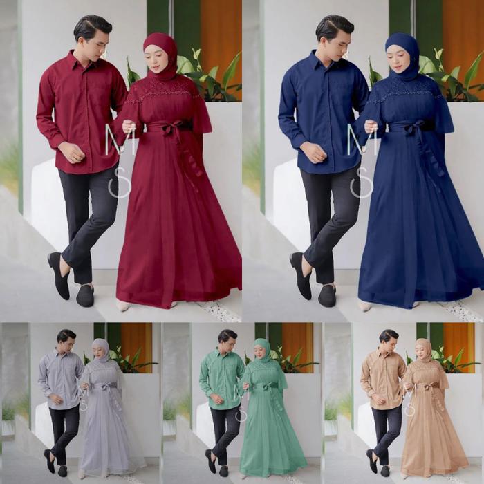COUPLE SET 2IN1 ZIA MAXI DRESS COUPLE GAMIS MUSLIMAH PASANGAN JR12