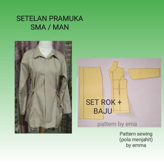 POLA BAJU SEKOLAH PRAMUKA SMA / MAN SATU SET ATASAN DAN ROK