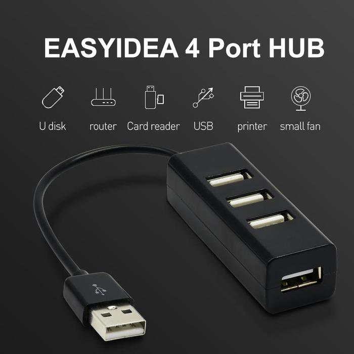 EASYIDEA Portable USB Hub 4 Port - HB3004 - Black