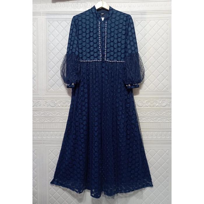 Gamis Ozias Brokat Jiwon Busui Resleting Depan Tangan Balon New