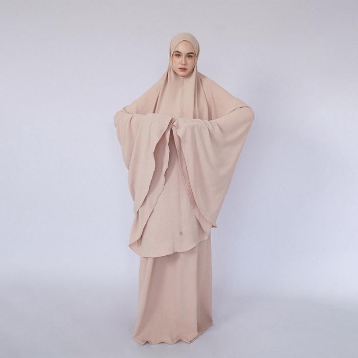 Queensland Mukena Polos Dewasa Satu Set LIN000192Q Cream