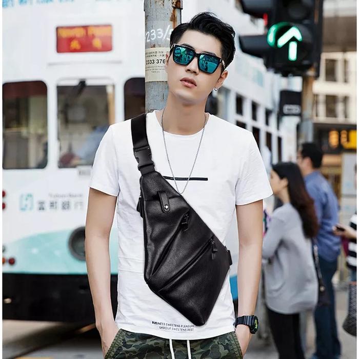 Tas Tipis Kulit Sling Bag Tas Selempang Kulit Pria Tas Bahu