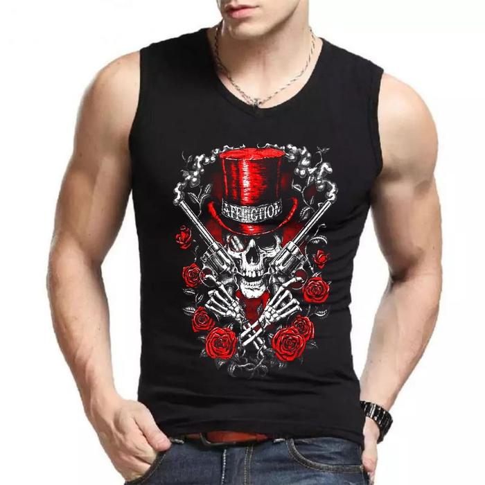 DS - SINGLET PE MOTIF AFFLICTION / kaos cowok / kaos singlet / kaos