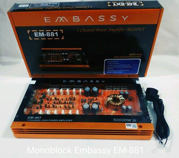 Dijual Monoblock Embassy EM-881 - Car Audio Monoblock Embassy Limited