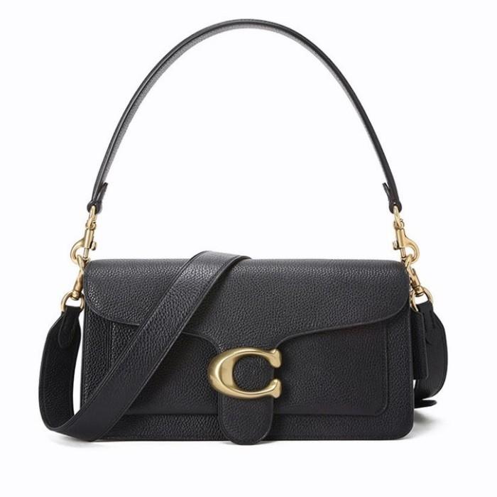Tas COACH Tabby Pure Leather Wine Shoulder Bag in Black