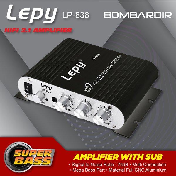 Jual Lepy LP-838 Mini Stereo Amplifier Subwoofer Black Diskon