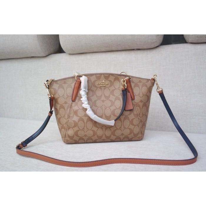 COACH Small Kelsey Tote Shoulder Bag in Signature Khaki