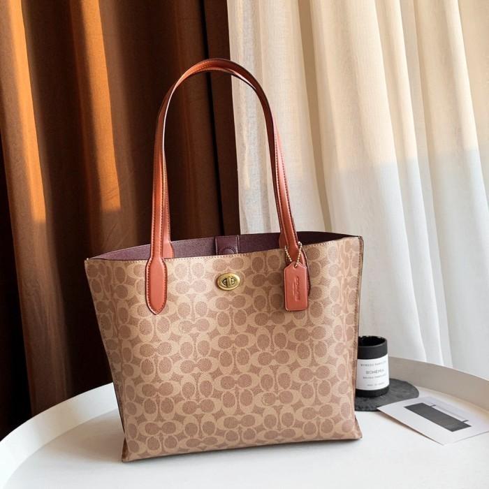 COACH Willow Tote Bag in Signature Brown