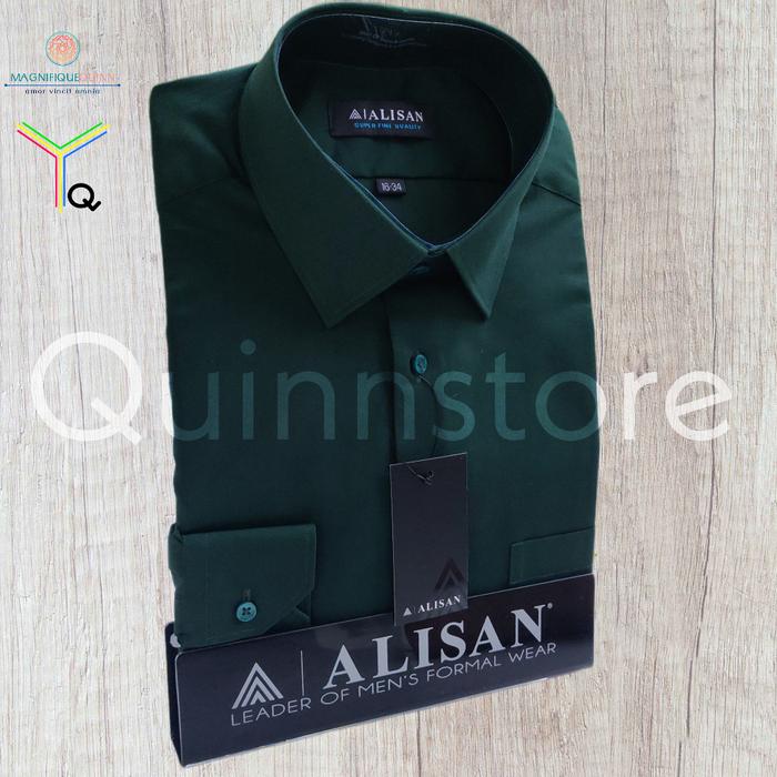 ALISAN  Kemeja Polos Lengan Panjang - REGULER - Hijau Botol