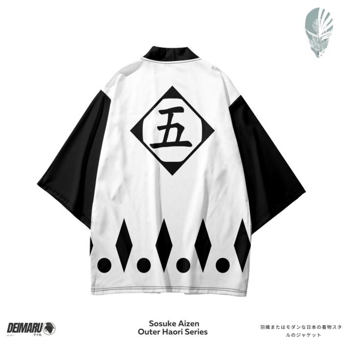 Kostum Jepang Haori Sosuke Aizen Outer Motif Cardigan Unisex Jepang Cosplay Bleach Gotei 13