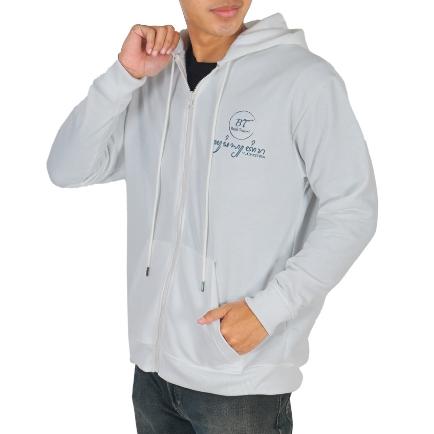 BATIK TRUSMI Jaket Hoodie Batik Wayang Yudhistira Putih